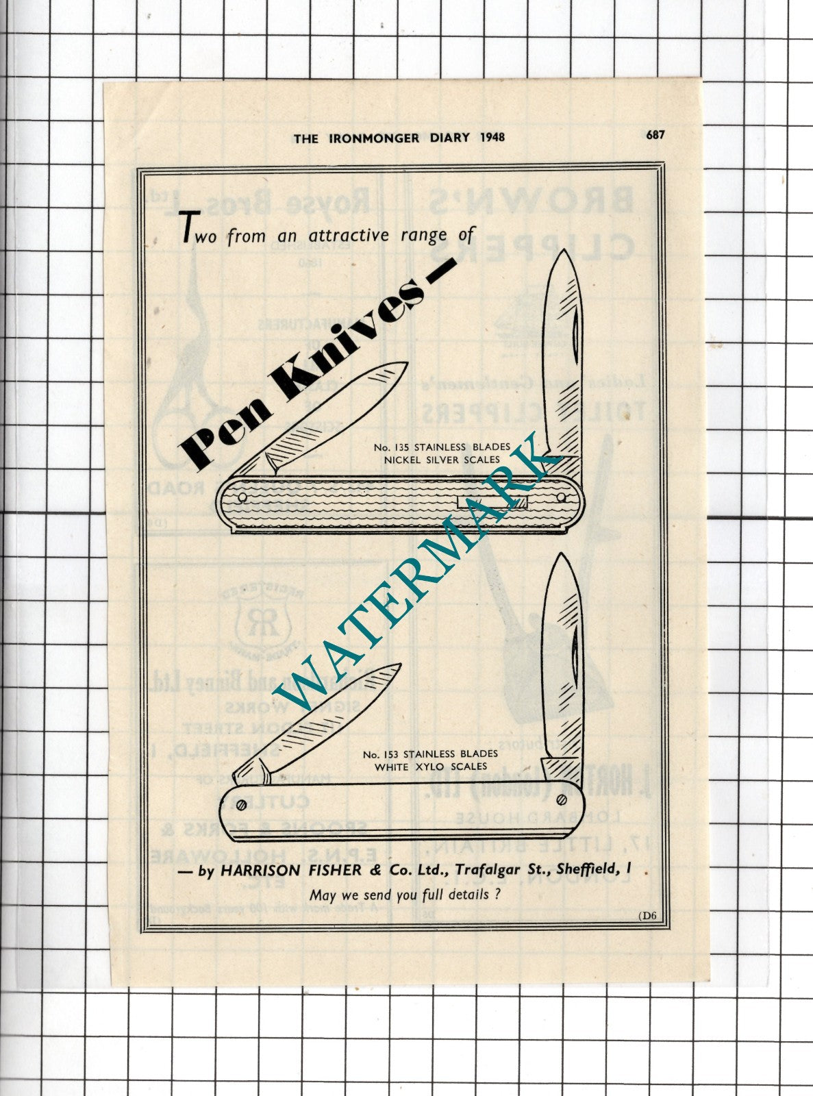 Harrison Fisher & Co Ltd Sheffield - 1948 Small Advert