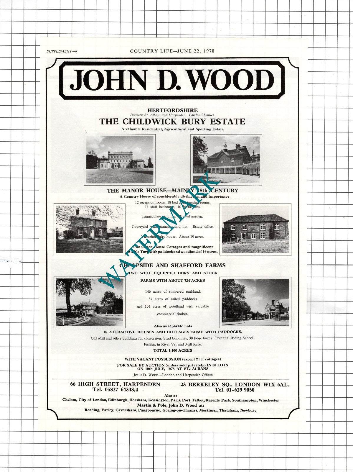 The Chidwick Bury Estate Hertfordshire Sale Advert - 1978