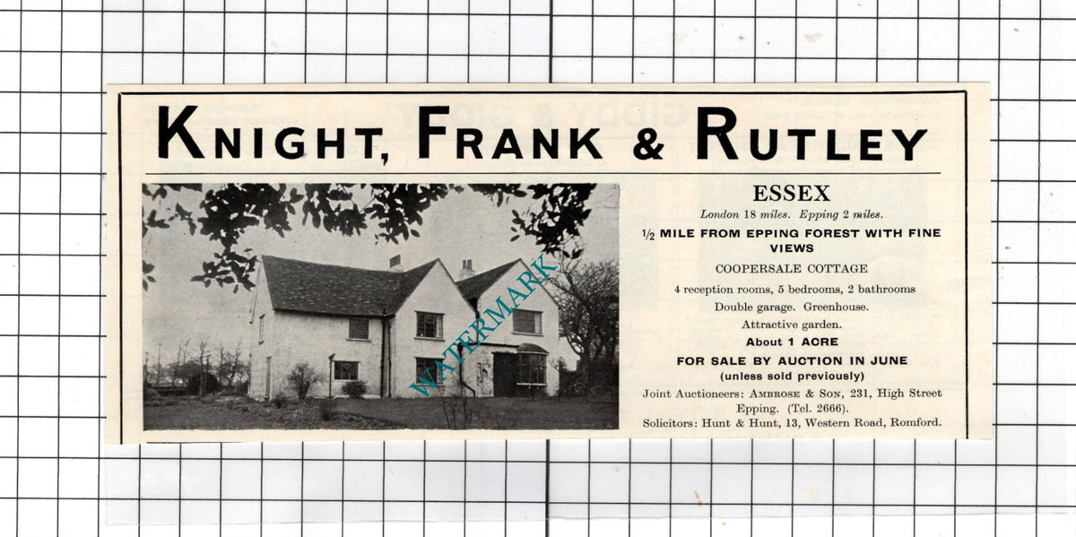 Coopersale Cottage Epping Essex - 1967 House Sale Advert