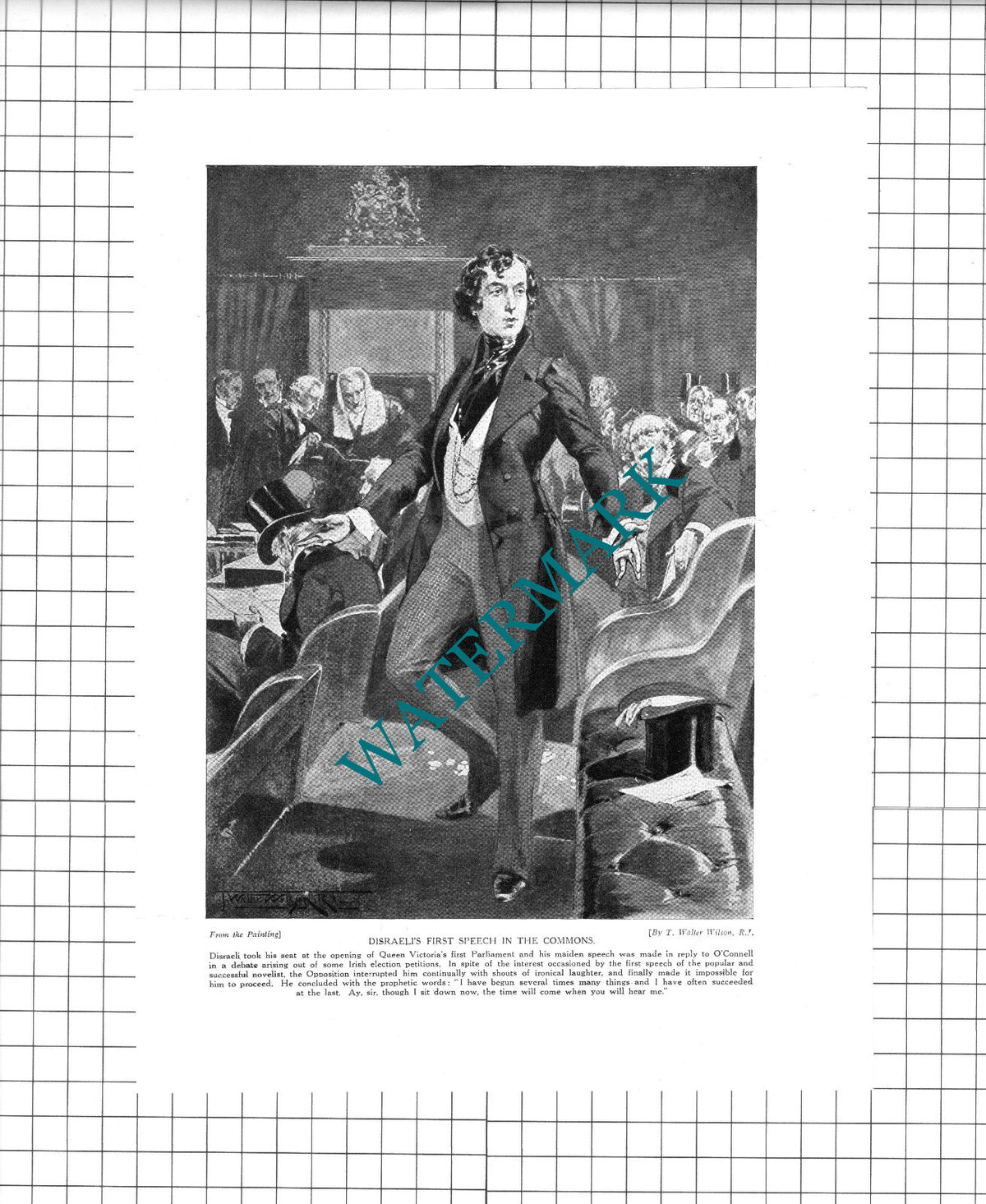 Disraeli First Speech T Walter Wilson - 1920's Clipping / Print