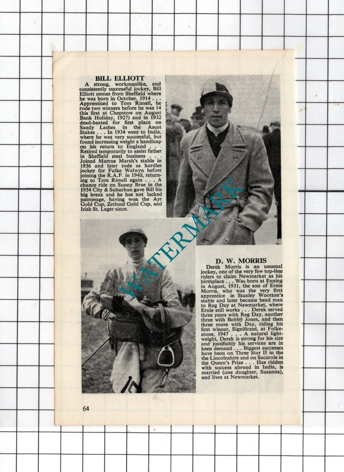 Ken Gethin Frank Durr Bill Elliott D W Morris Horse Racing - 1960 Clipping