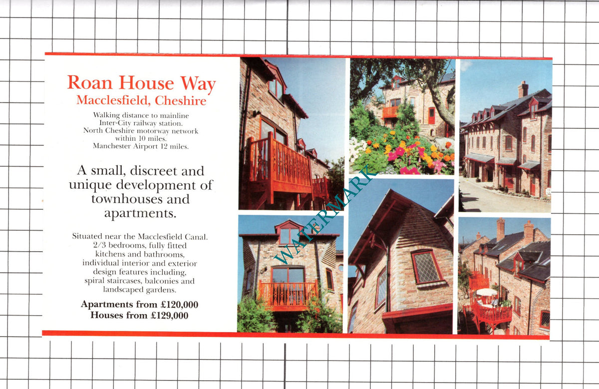 Roan House Way Macclesfield Cheshire Sale Advert - c.1990 Clipping / Print