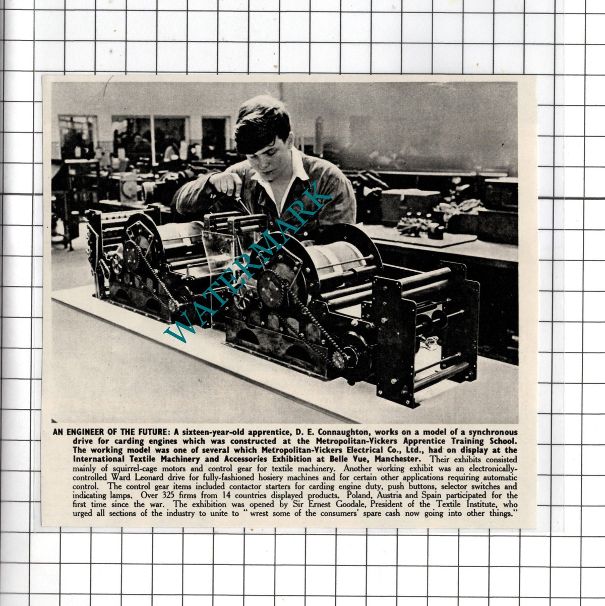 D E Connaughton Metropolitan-Vickers Apprentice Training School - 1958 Clipping