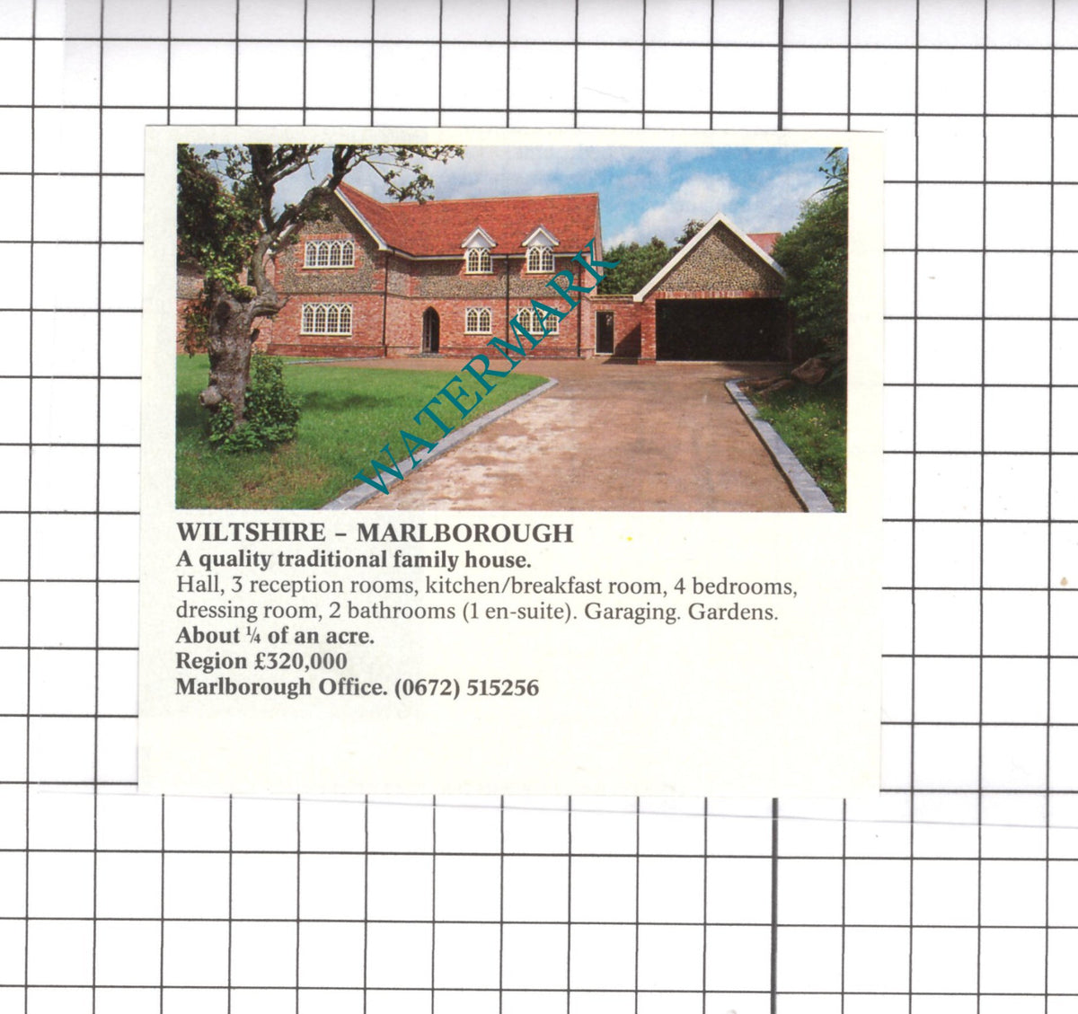 Marlborough Wiltshire House Sale Advert -1991 Clipping / Print