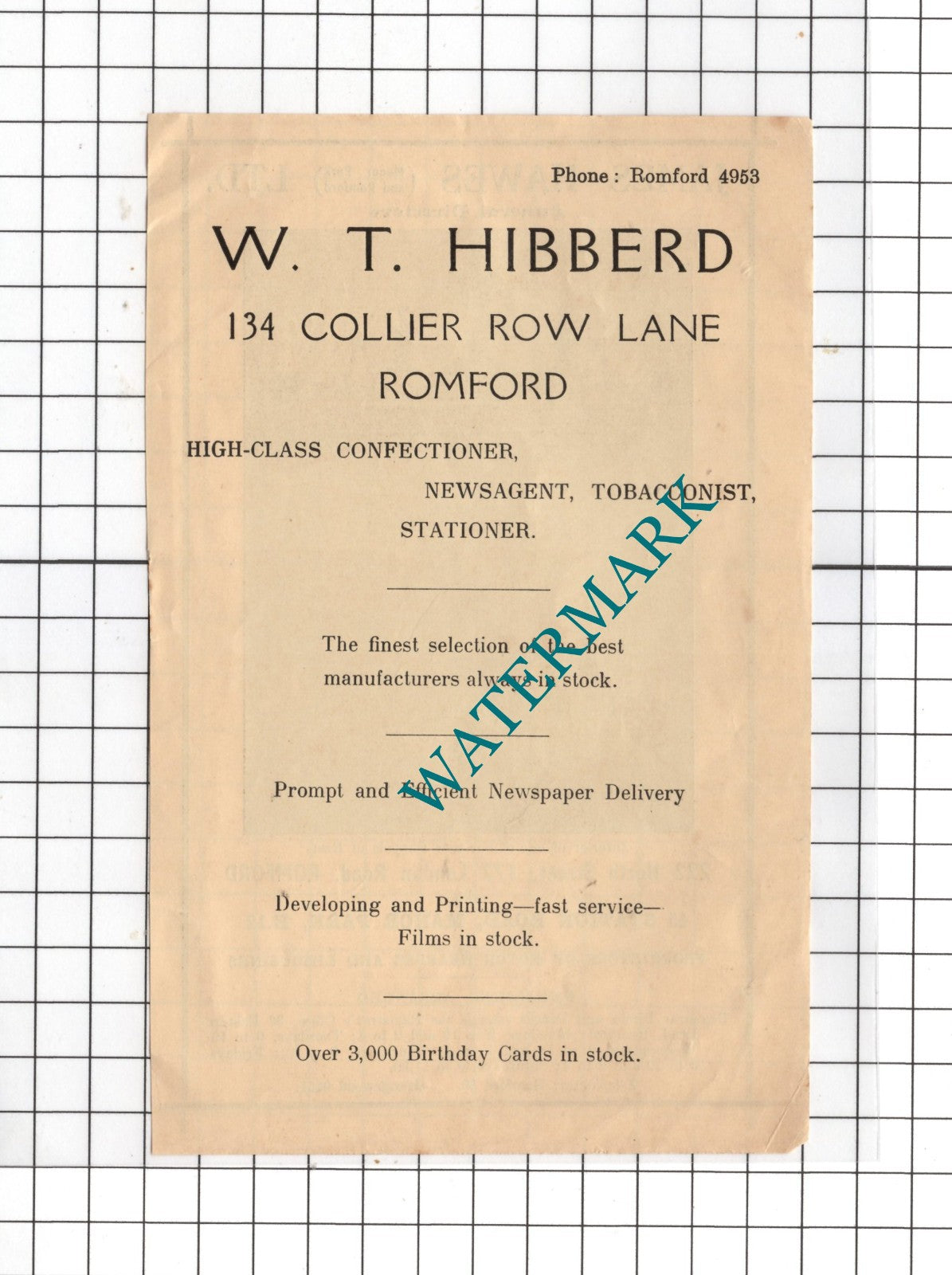 James Hawes Ltd Funeral Directors Romford W T Hibberd Romford -1954 Small Advert