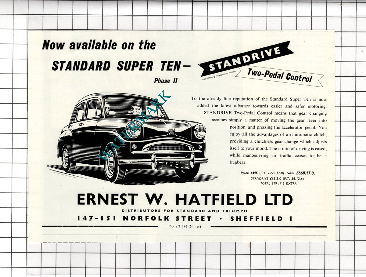 Ernest W Hatfield Ltd Sheffield Car Sales - 1957 Advert