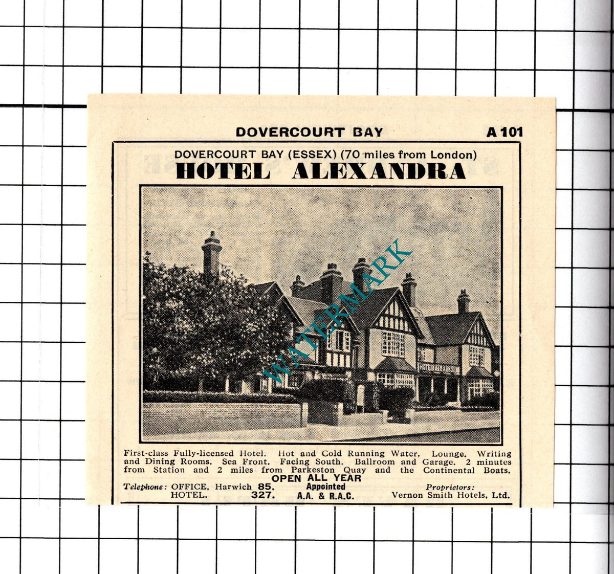 Hotel Alexandra Dovercourt Bay Essex Small Advert - 1958 Cutting / Print