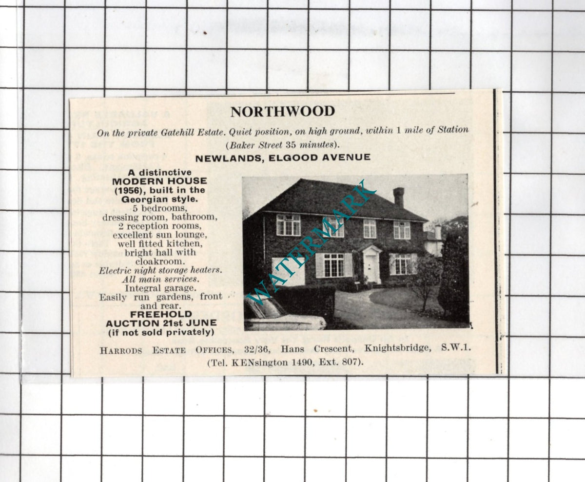 Newlands Elgood Avenue Northwood London - 1967 House Sale Advert - Small