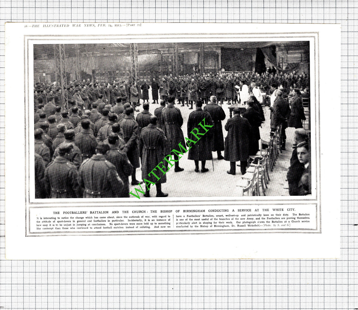 Ship BELRIDGE / White City Birmingham Footballers Battalion WW1 -1915 Cutting