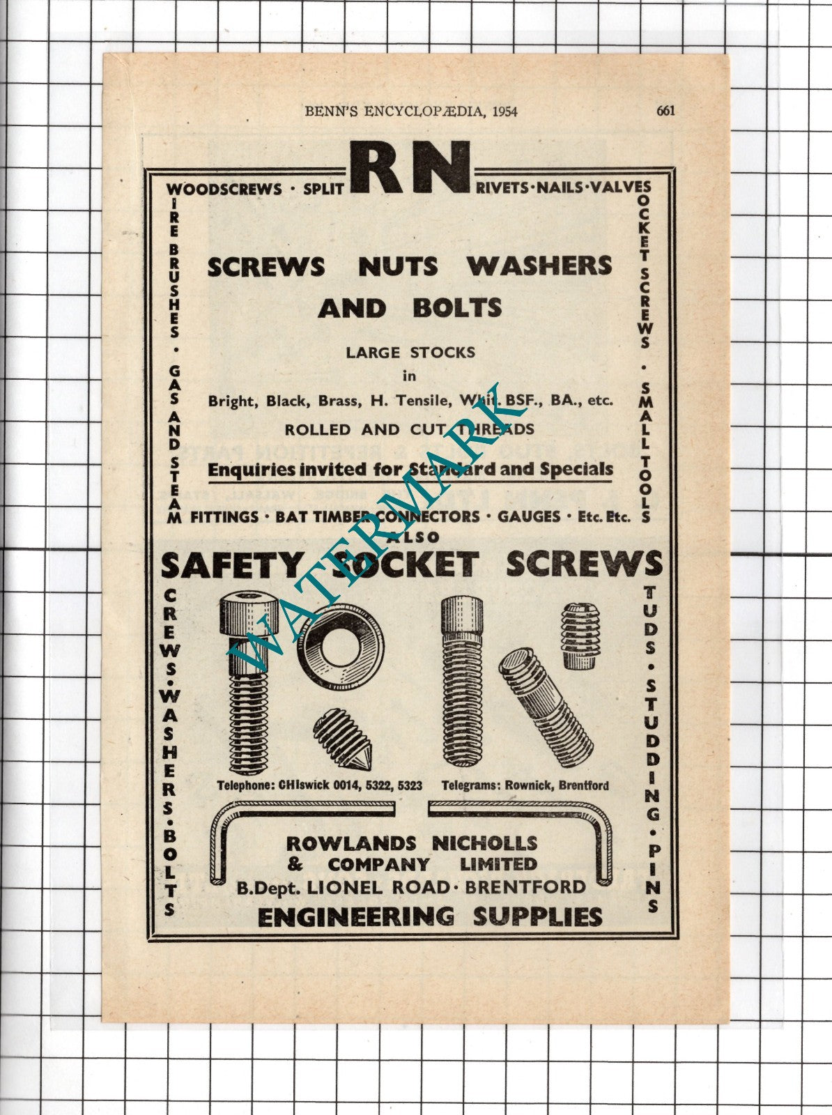 Rowlands Nicholls & Company Ltd Brentford - 1954 Advert