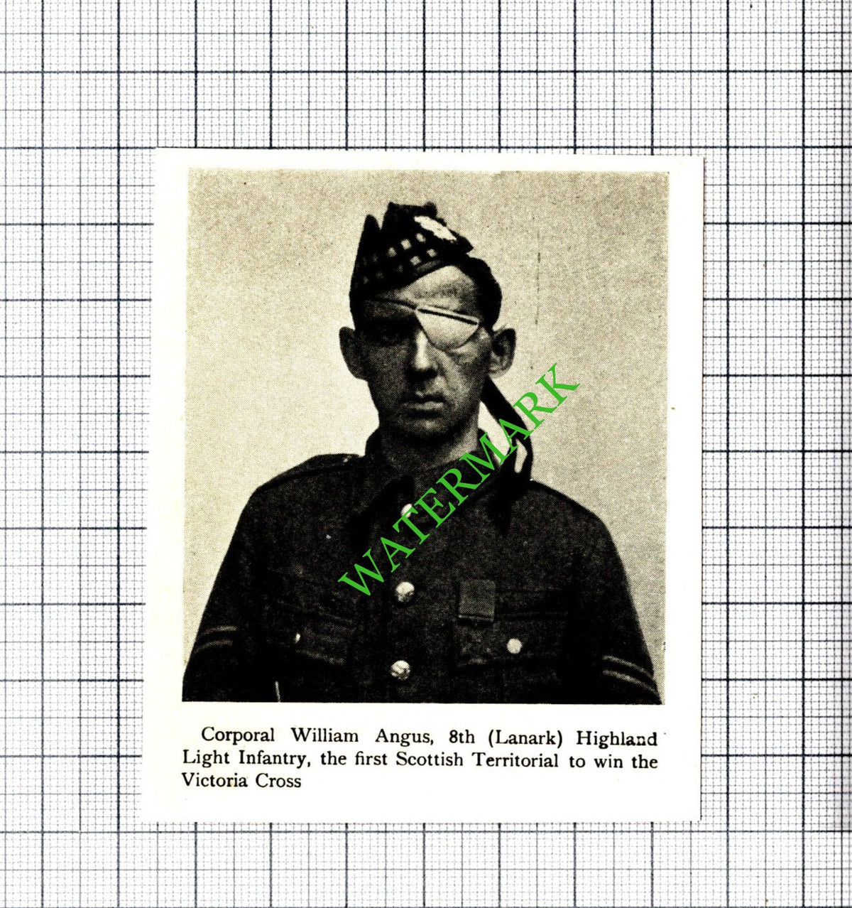 Corp William Angus 8th Lanark Highland Light Great War- c.1920 Small Cutting