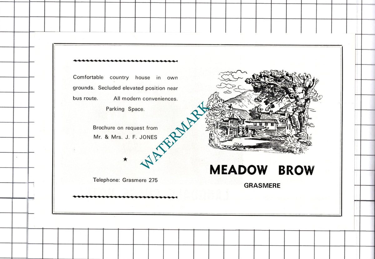 Langdale Chase Hotel Windermere / Meadow Brow Grasmere Advert - c.1968 Cutting