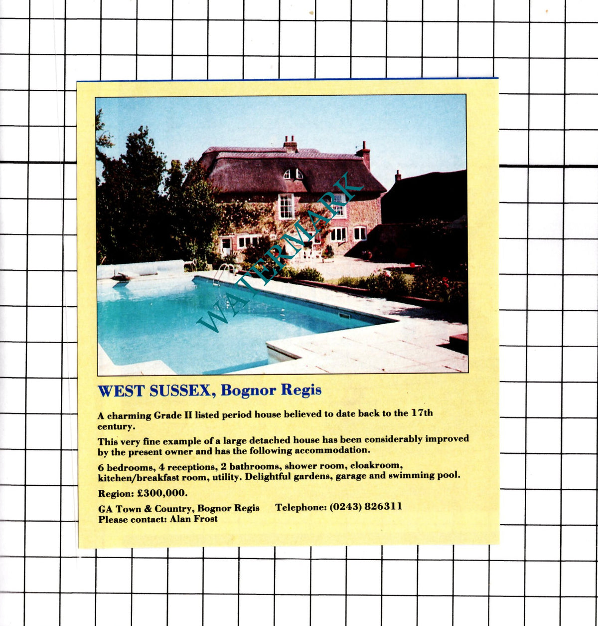 Bognor Regis West Sussex House Sale Advert - 1991 Clipping / Print