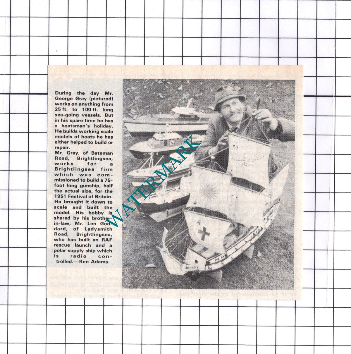 Mr George Gray Brightlingsea Essex Len Goddard - 1976 Small Clipping / Print
