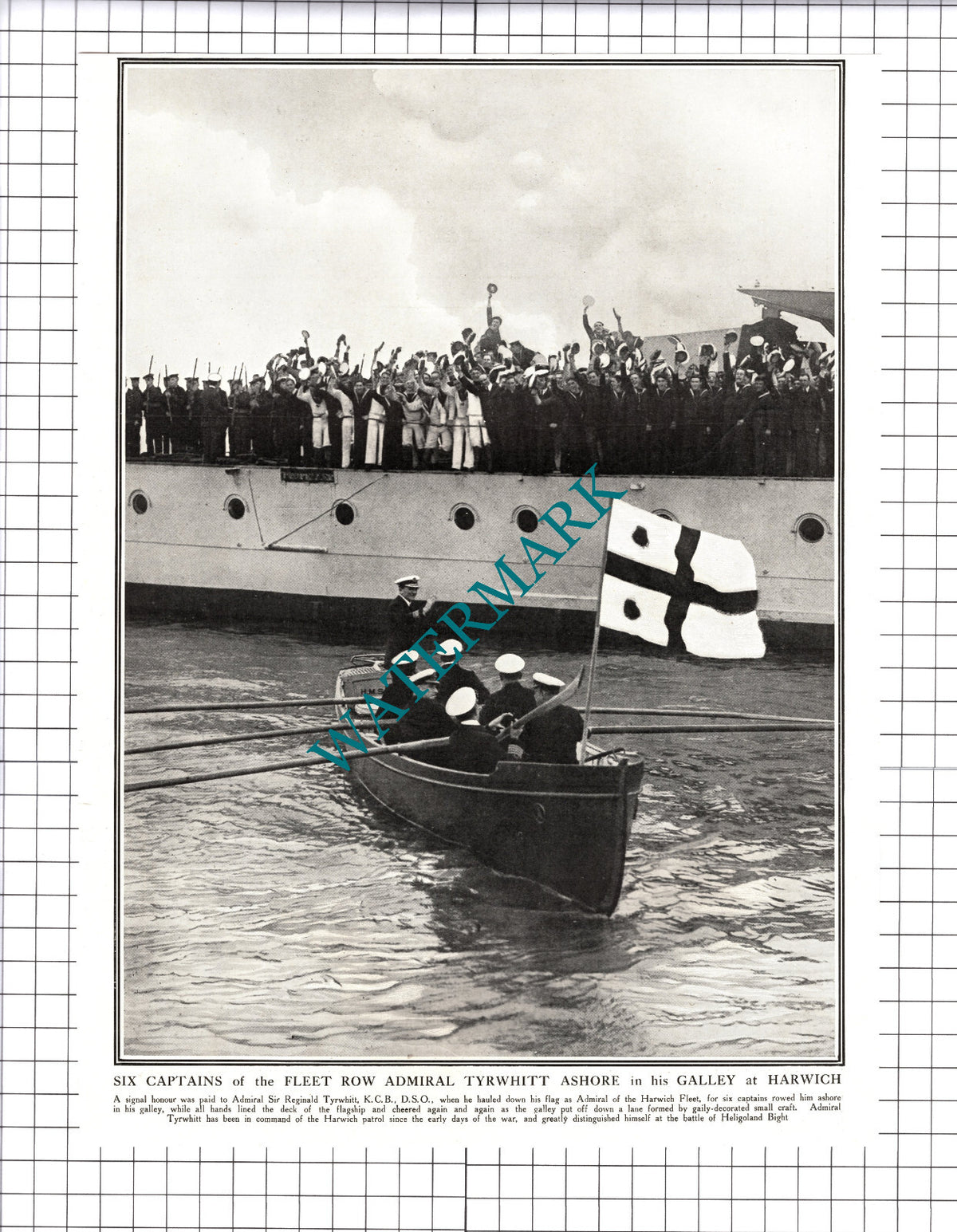Sir Reginald Tyrwhitt Harwich Fleet World War One - 1919 Cutting / Print