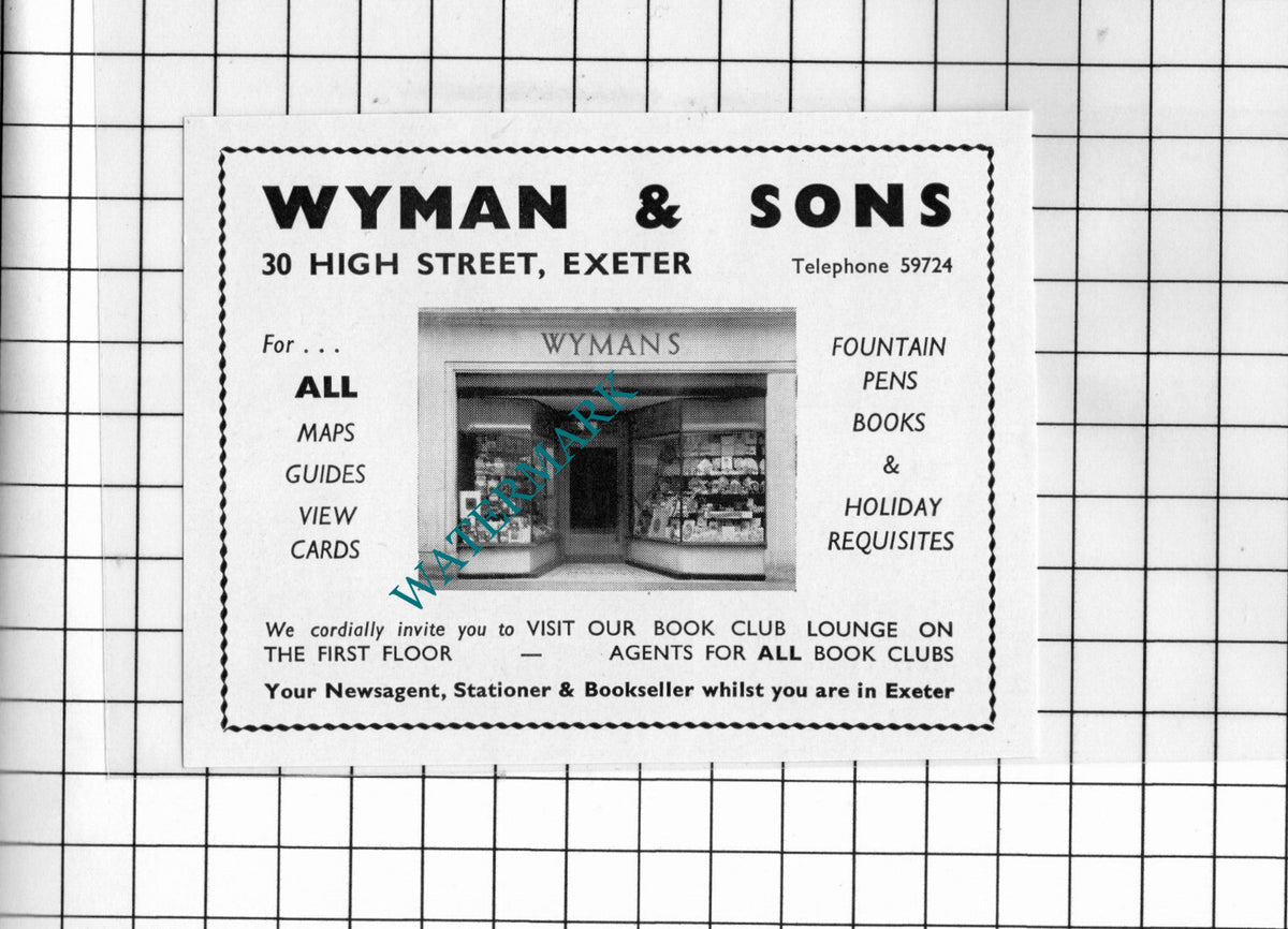 Wyman & Sons Exeter Devon Wymans - 1957 Small Advert