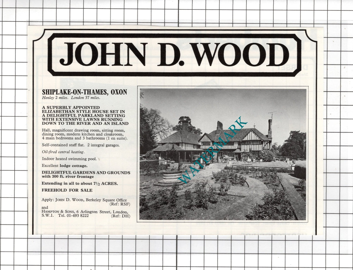 Shiplake On Thames Oxfordshire House Sale Advert - 1978