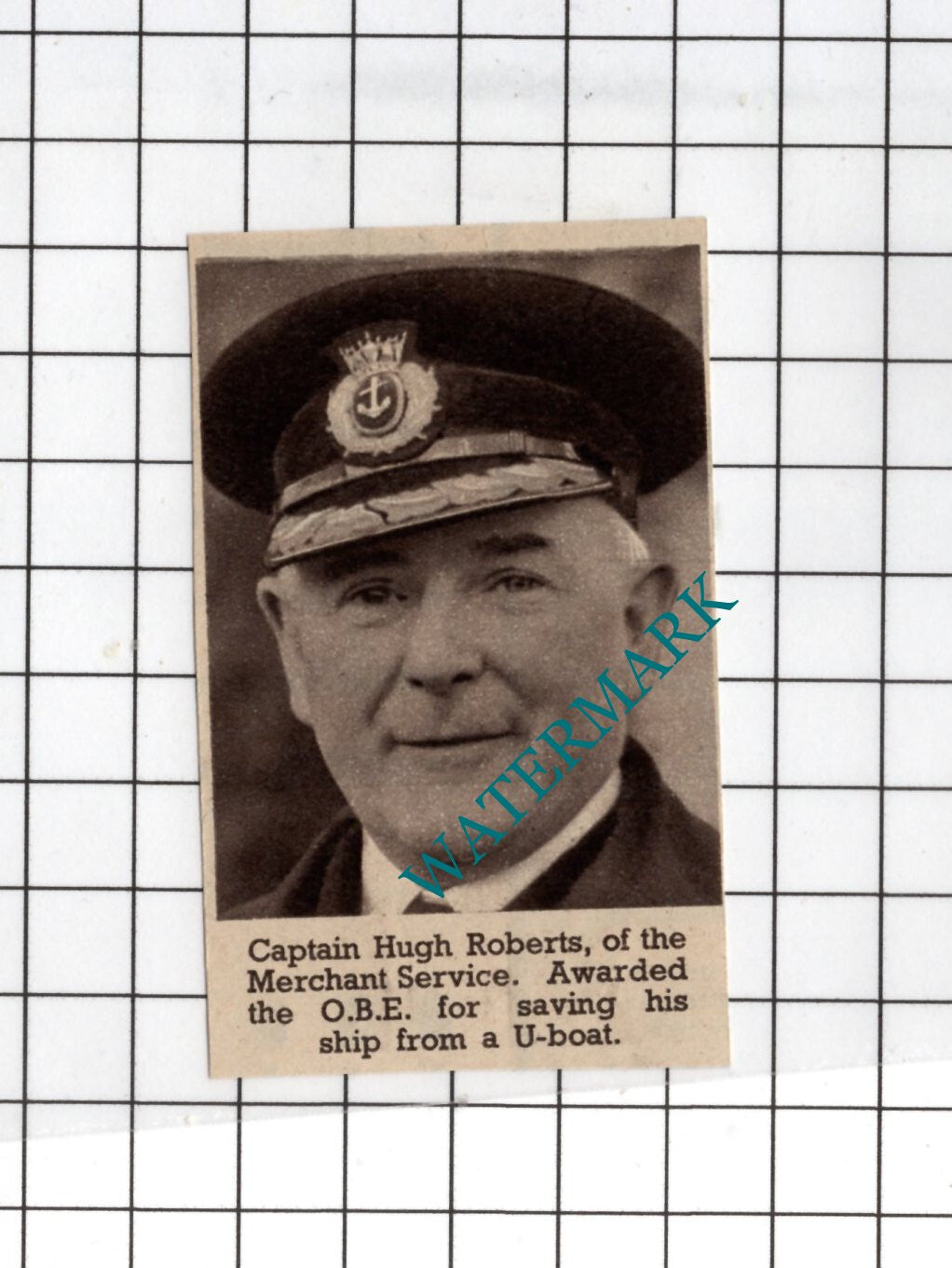 Captain Hugh Roberts Merchant Service WW2 - 1940 SMALL News Clipping