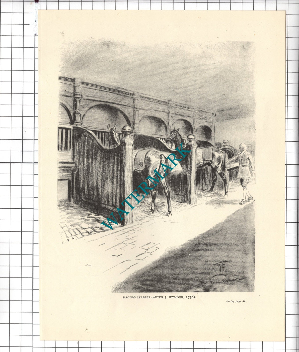 Newmarket Horseracing Sales / Racing Stables Horse - 1945 Clipping / Print