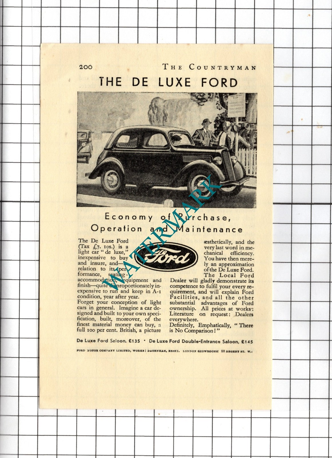 The De Luxe Ford Car Small Advert - 1935