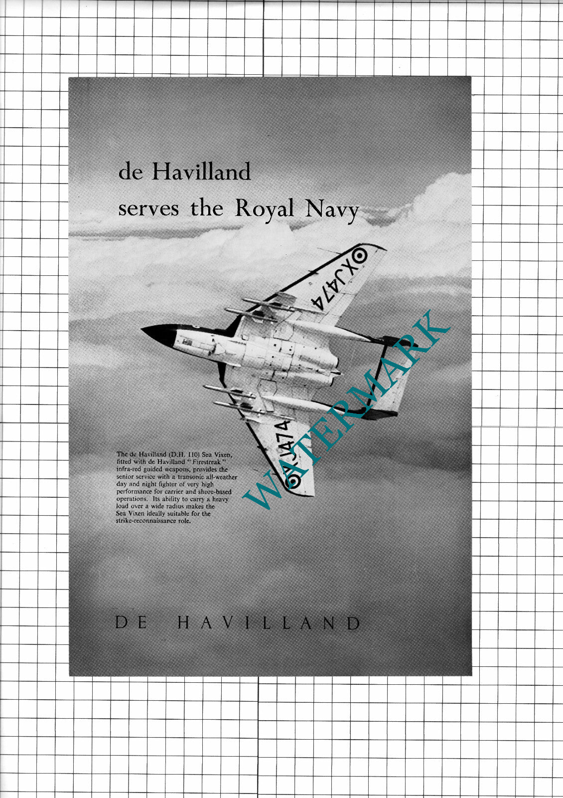 de Havilland Sea Vixen Advert - 1960 Clipping / Print