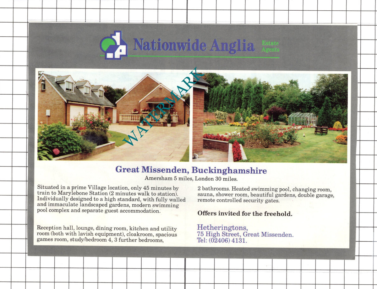 Great Missenden Buckinghamshire House Sale Advert - 1990 Clipping / Print