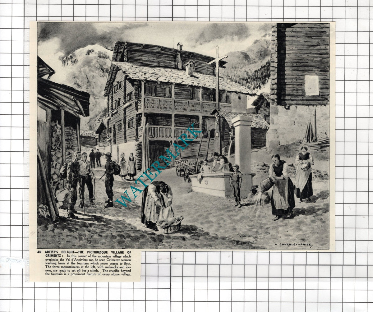 Grimentz Switzerland V Coverley-Price - 1954 Clipping