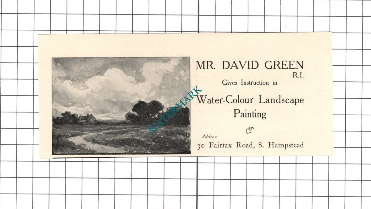 Mr David Green R I Fairfax Road Hampstead London Artist - 1904 Small Advert