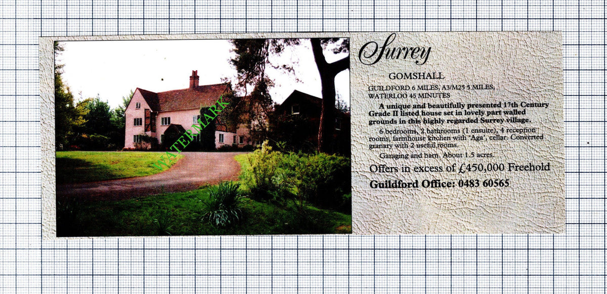 Gomshall Surrey House Advert - 1991 Cutting