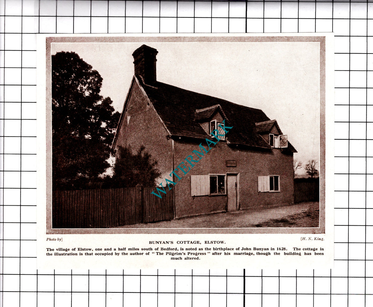 John Bunyan Cottage Elstow Bedfordshire - c.1930's Small Clipping / Print