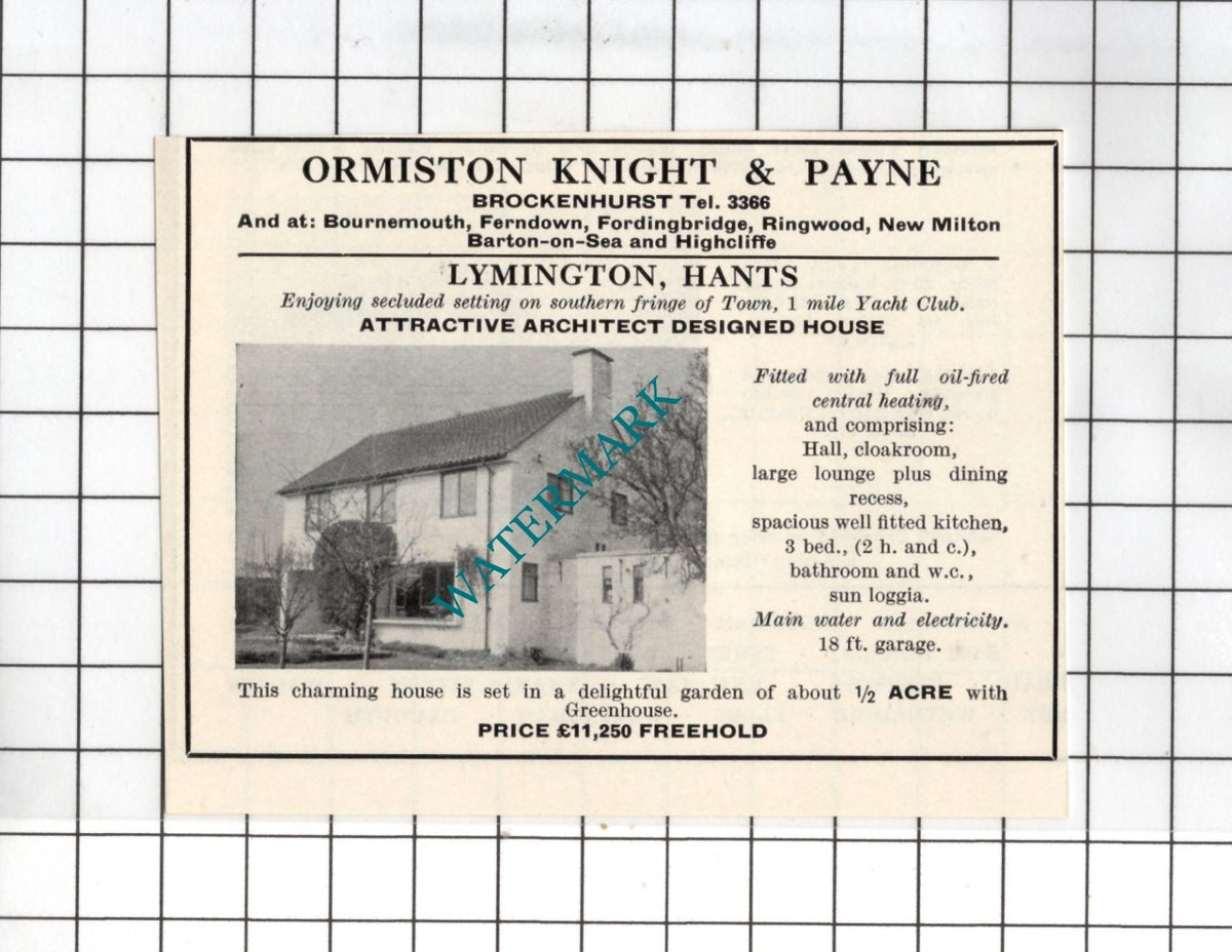 Lymington Hampshire Small House Sale Advert - 1967
