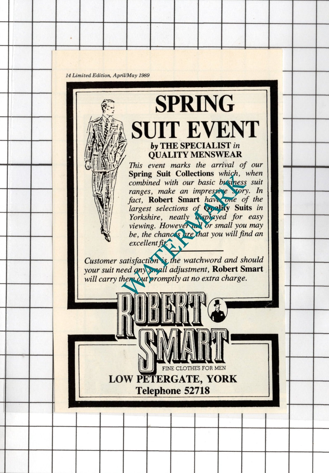 Robert Smart Low Petergate York Small Advert - 1989 Cutting