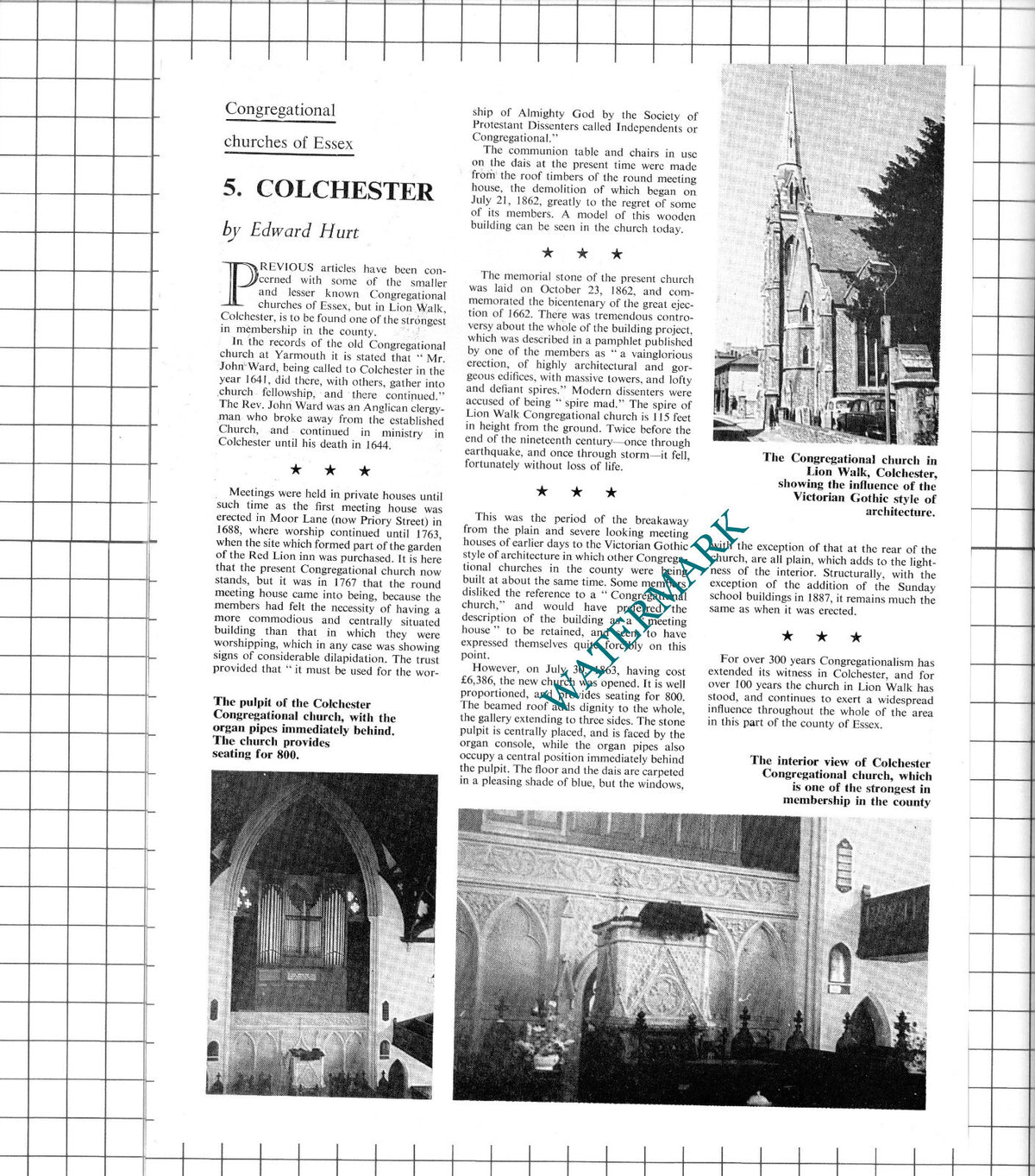 Colchester Essex Congregational Church - 1967 Article