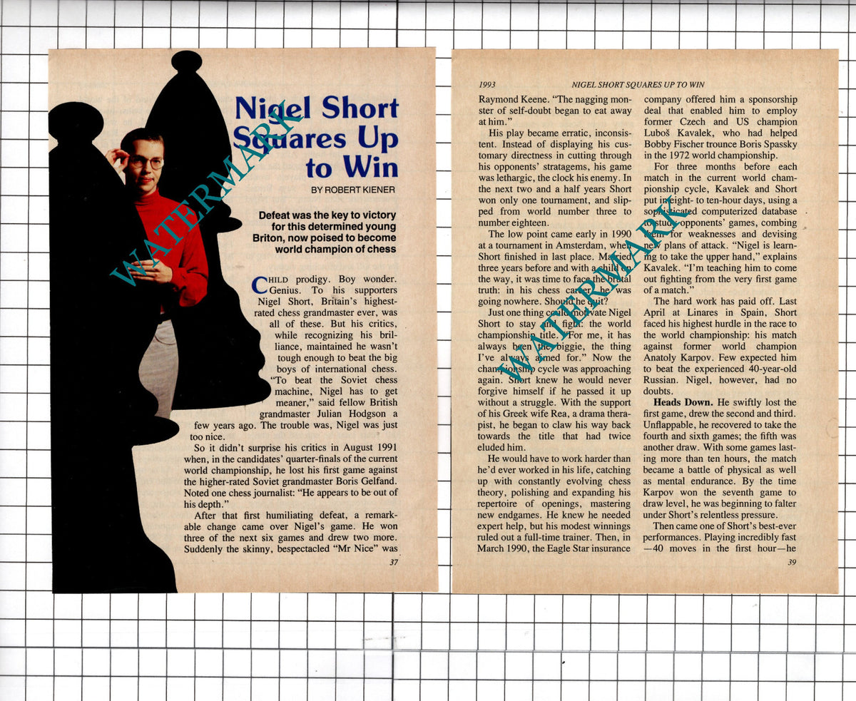 Nigel Short Chess Champion - 1993 Small Article