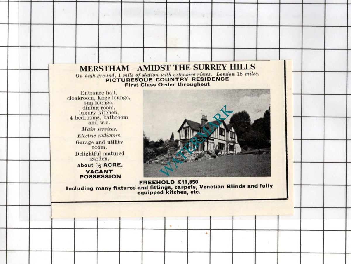 Merstham Surrey Small House Sale Advert - 1967