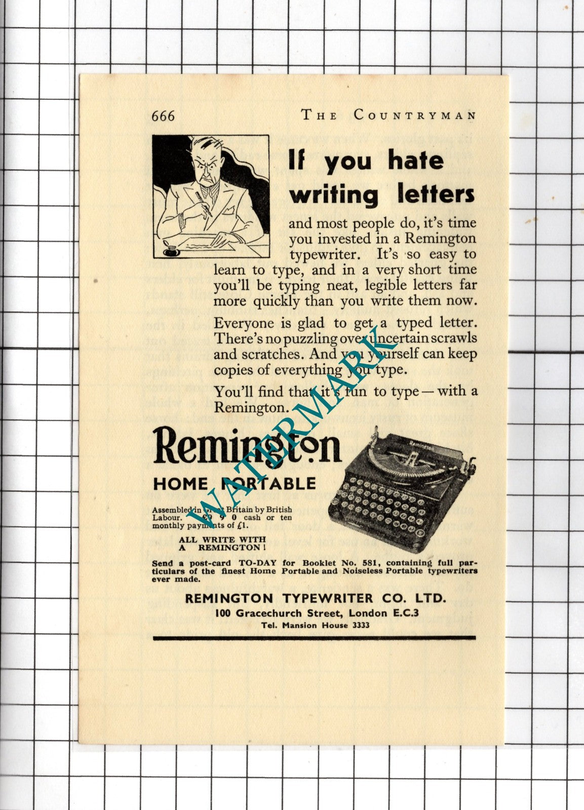Remington Typewriter Co Ltd London - 1936 Small Advert