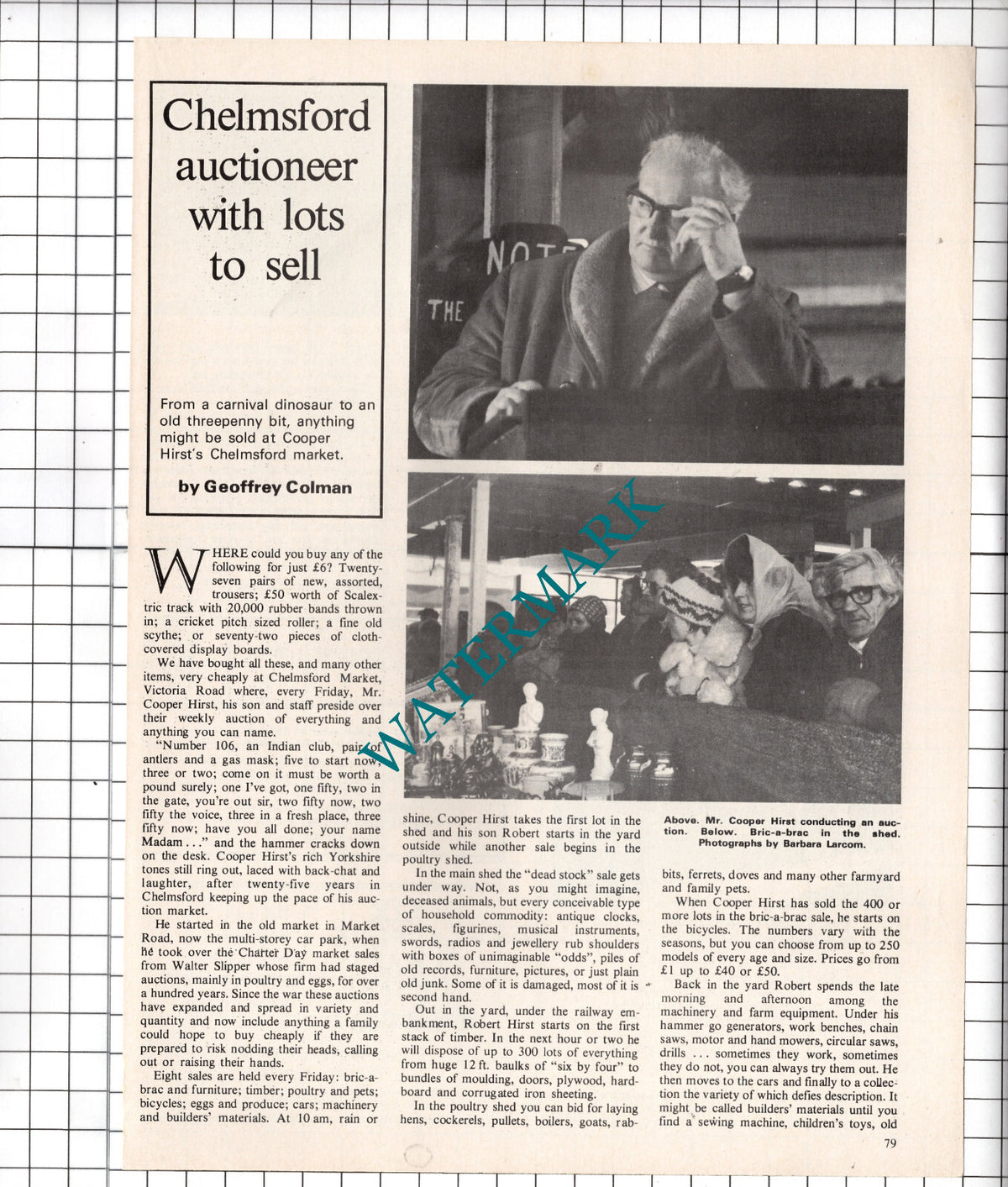 Mr Cooper Hirst Chelmsford Essex Auction Robert Hirst - 1978 Article