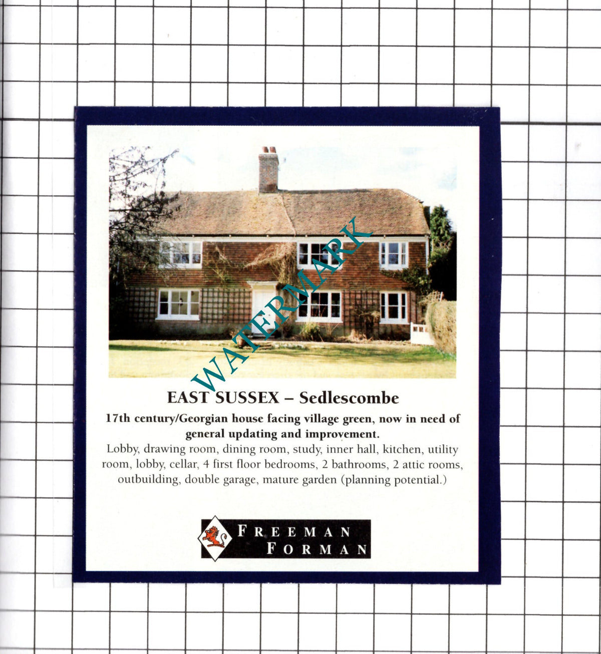 Seddlescombe Sussex House Sale Advert - 1998 Clipping