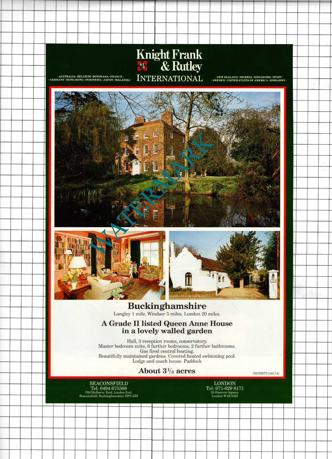 Lechlade Gloucestershire Mill / Langley Buckinghamshire -1991 House Sale Advert