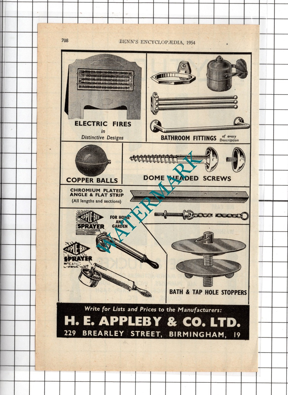 Royde & Tucker London / H E Appleby & Co Ltd Birmingham - 1954 Advert