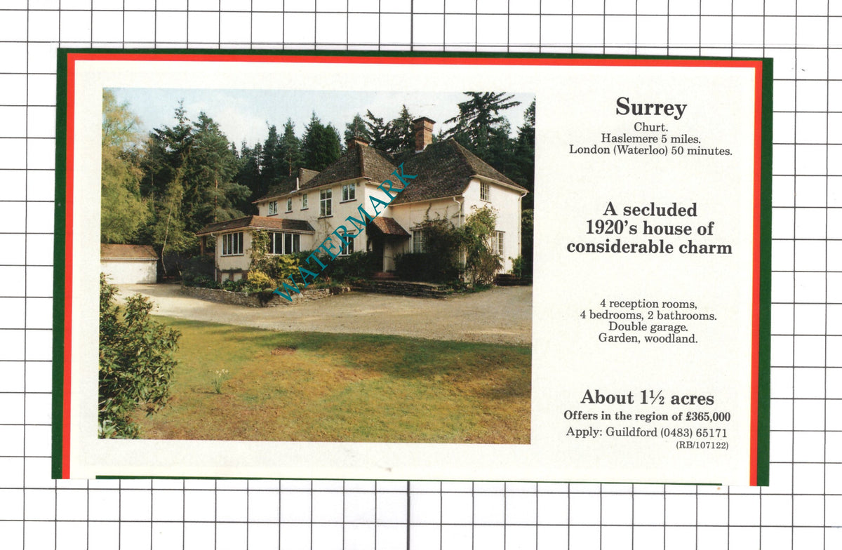 Churt Surrey House Sale Advert - 1991 Clipping / Print