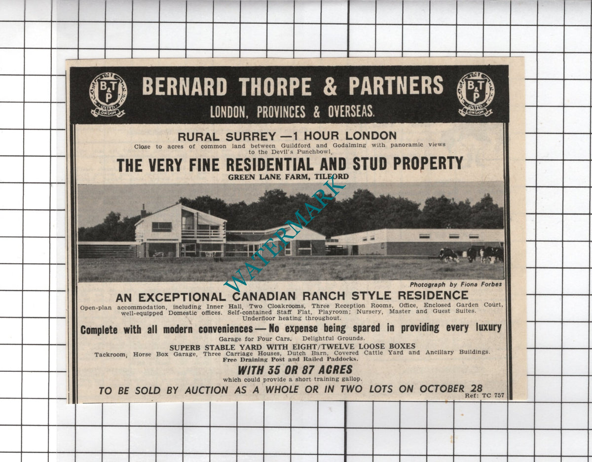 Green Lane Farm Tilford Surrey - 1968 Sale Advert