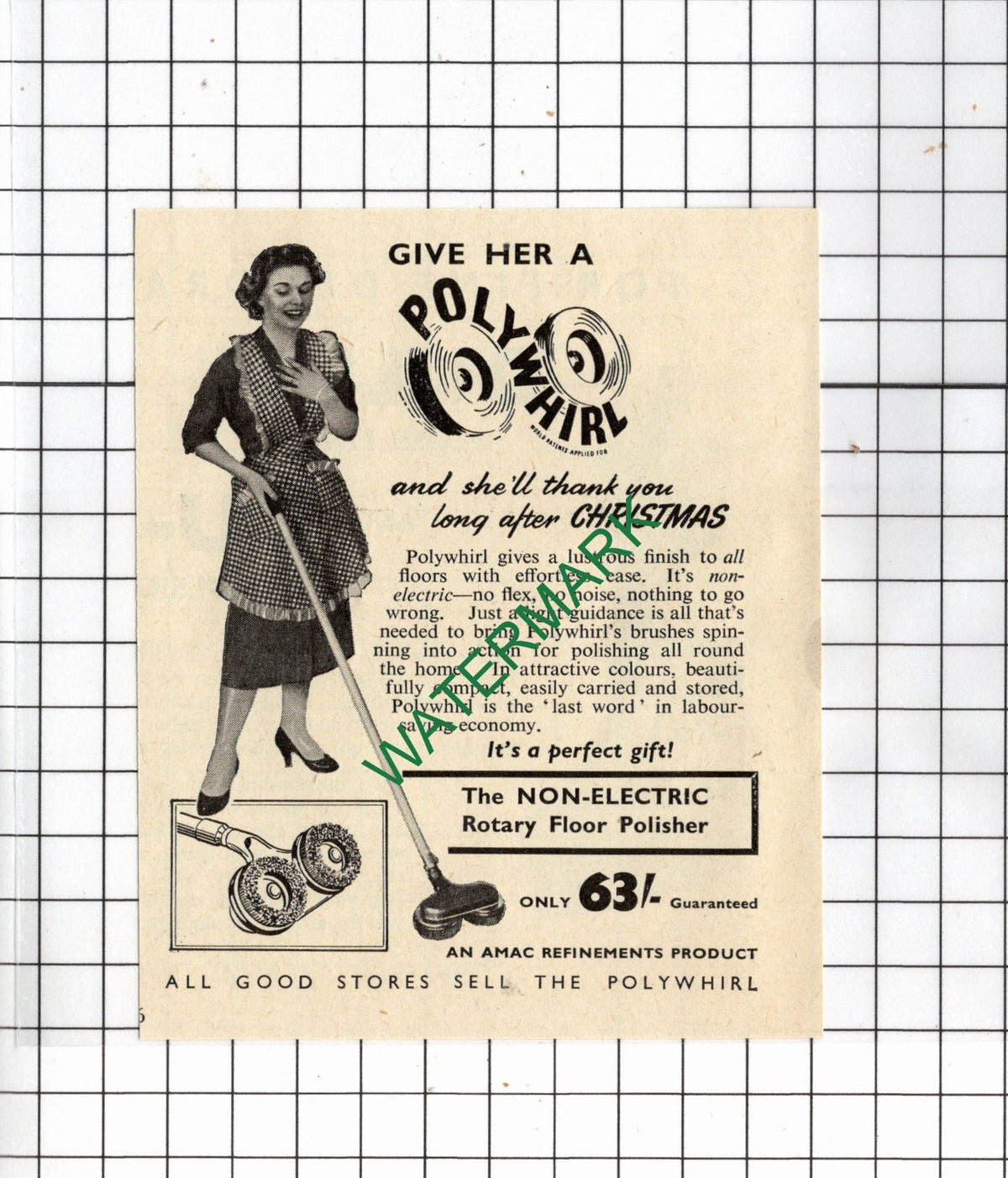 Polywhirl Floor Cleaner ADVERT -1955 Small Advert