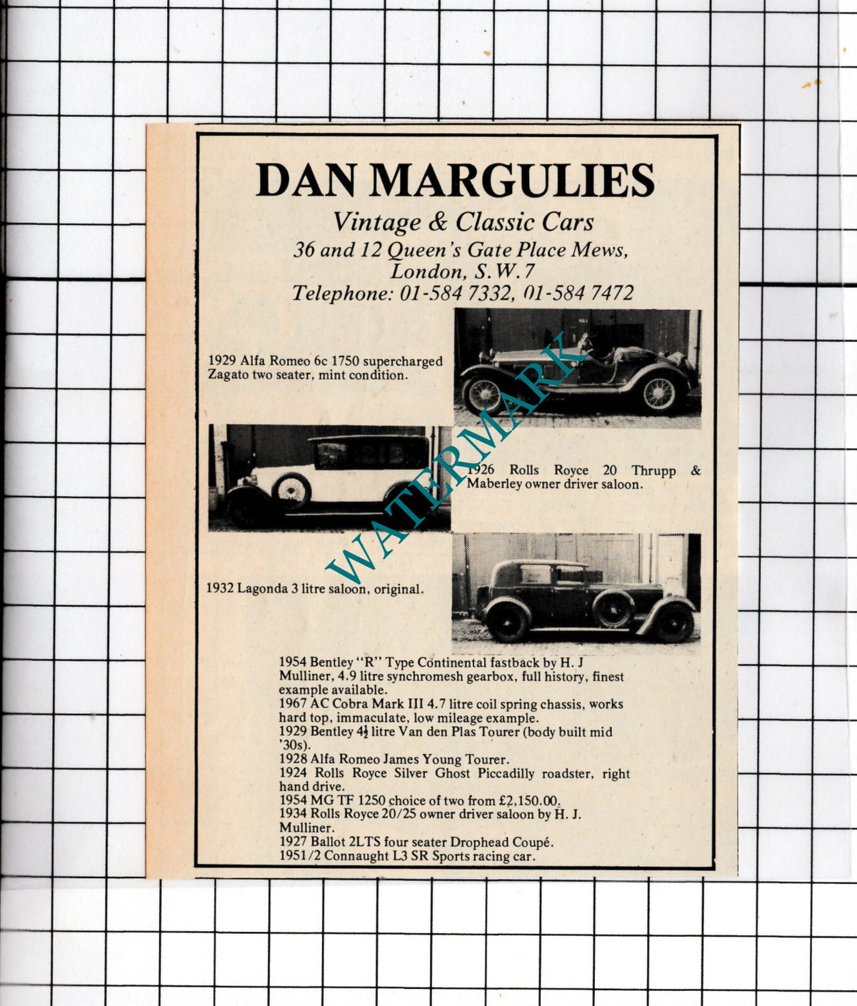 Dan Margulies London - 1975 Small Advert