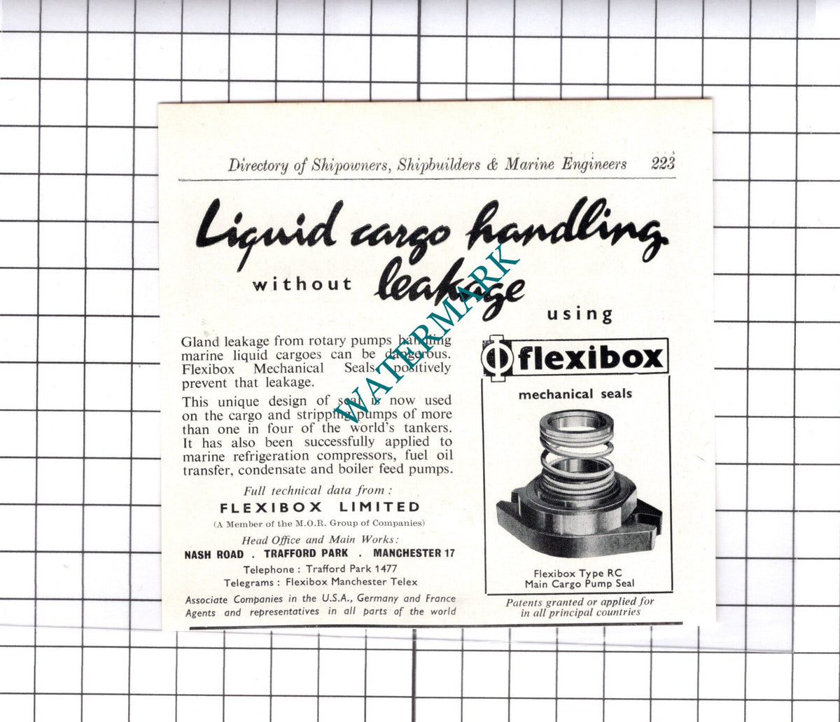J & E Hall Ltd Dartford Kent / Flexibox Ltd Manchester - c.1957 Small Advert