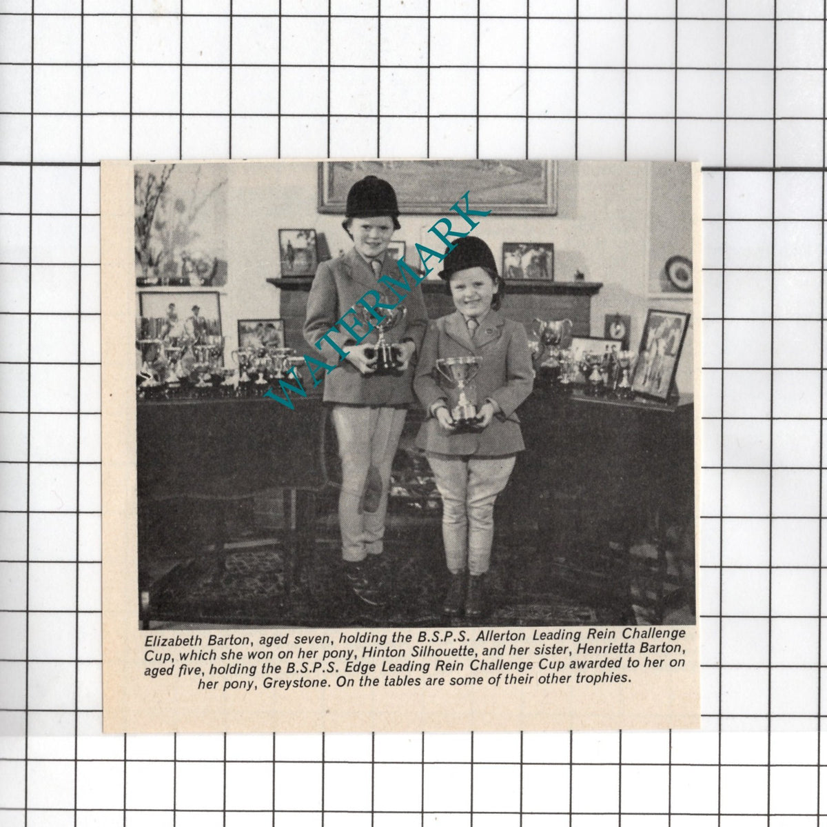 Elizabeth Barton Henrietta Barton Pony Riding - 1966 Small Clippng