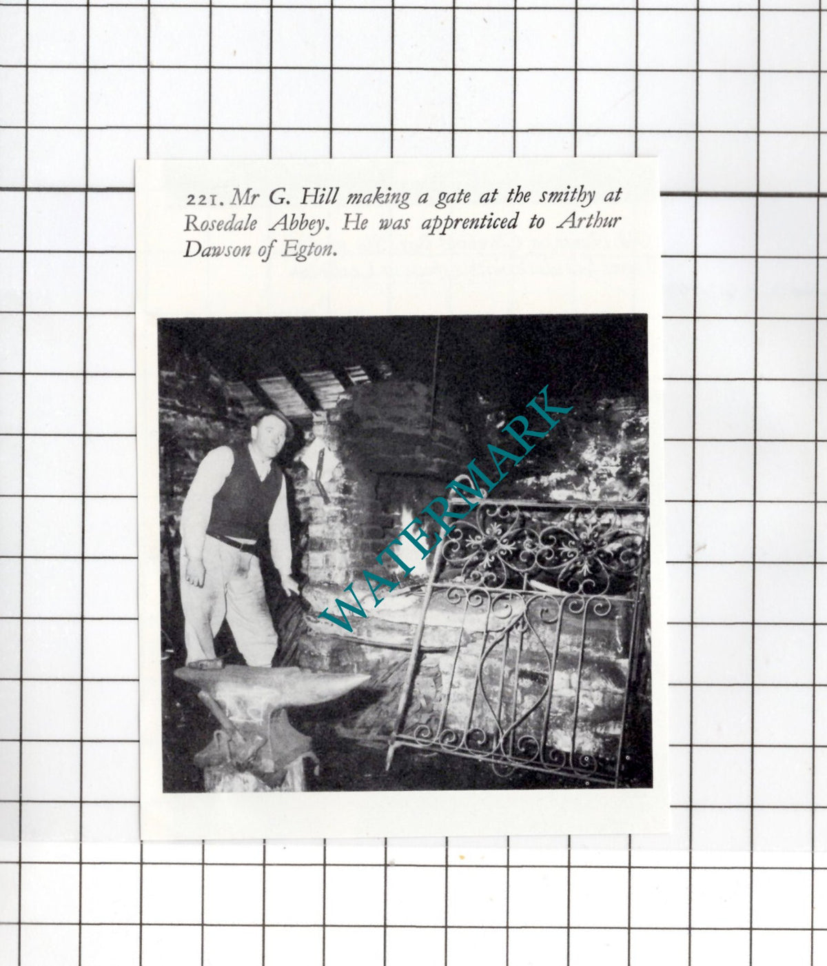 Mr G Hill Blacksmith Rosedale Abbey Yorkshire - Small Clipping