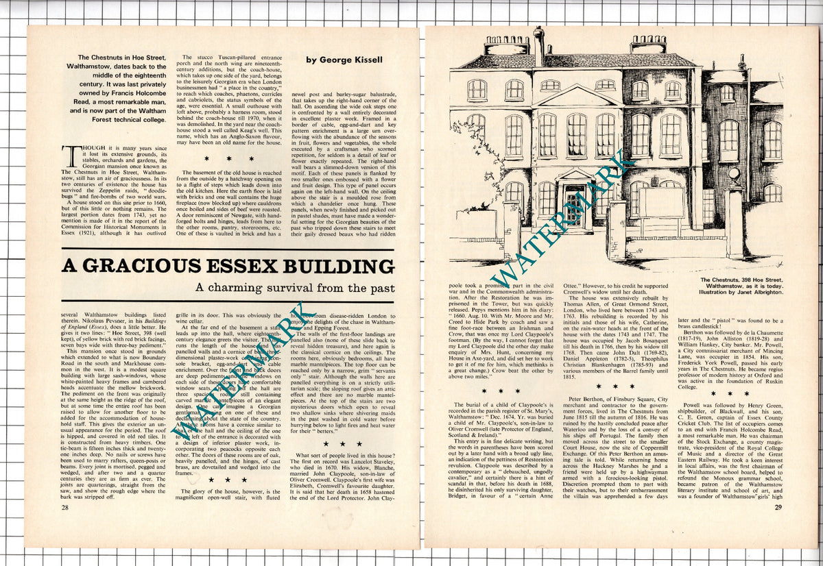The Chestnuts Hoe Street Walthamstow Essex Francis Holcombe Read - 1972 Article