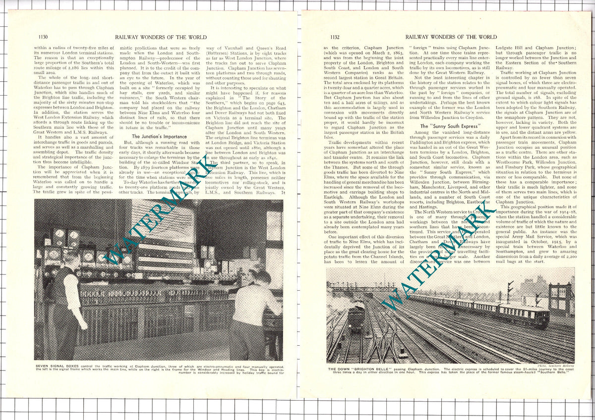 Clapham Junction Railway - 1930's Article / Print