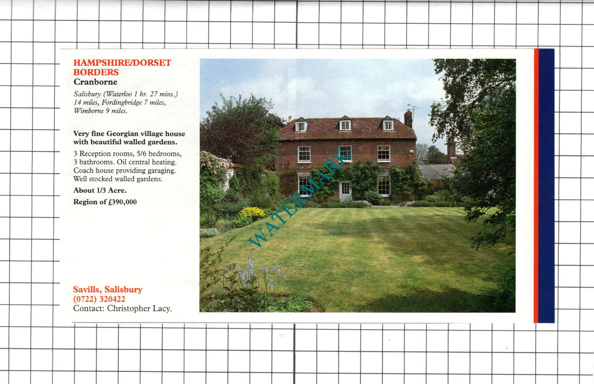 Cranborne Dorset House Sale Advert - 1991 Clipping